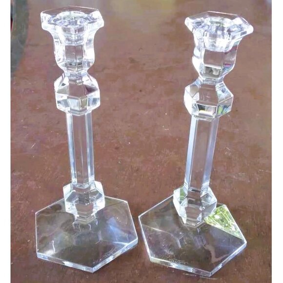 2 Gorgeous "Gardenia Galatee" Lead Crystal Candlesticks by "Val St Lambert" - Picture 3 of 10